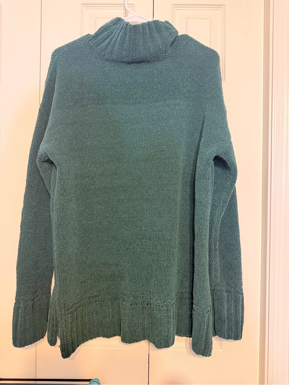 LOFT Outlet Deep Teal Green Chenille Turtleneck Sweater Size L